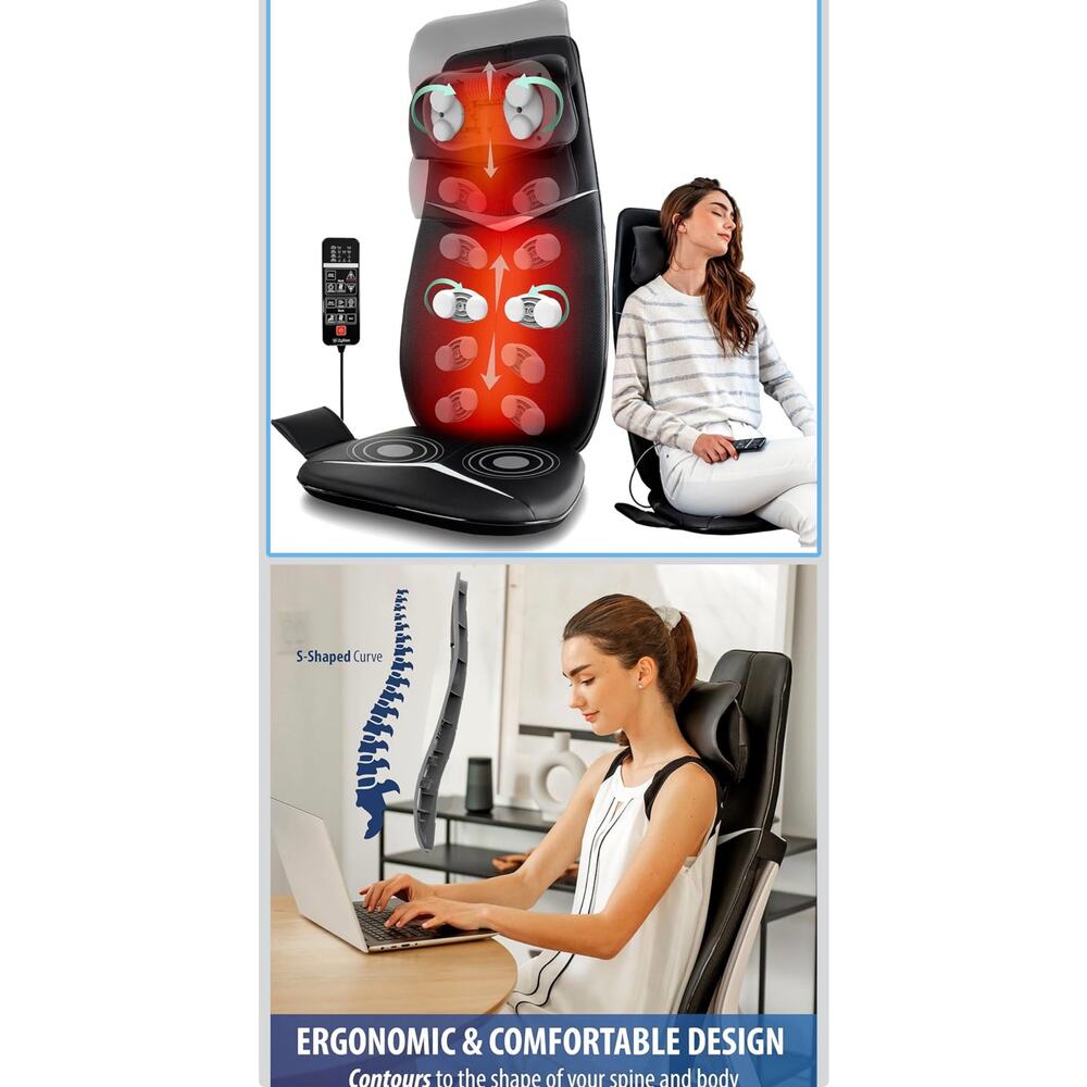 Zyllion Shiatsu Neck and Back Massager with Heat for Chair